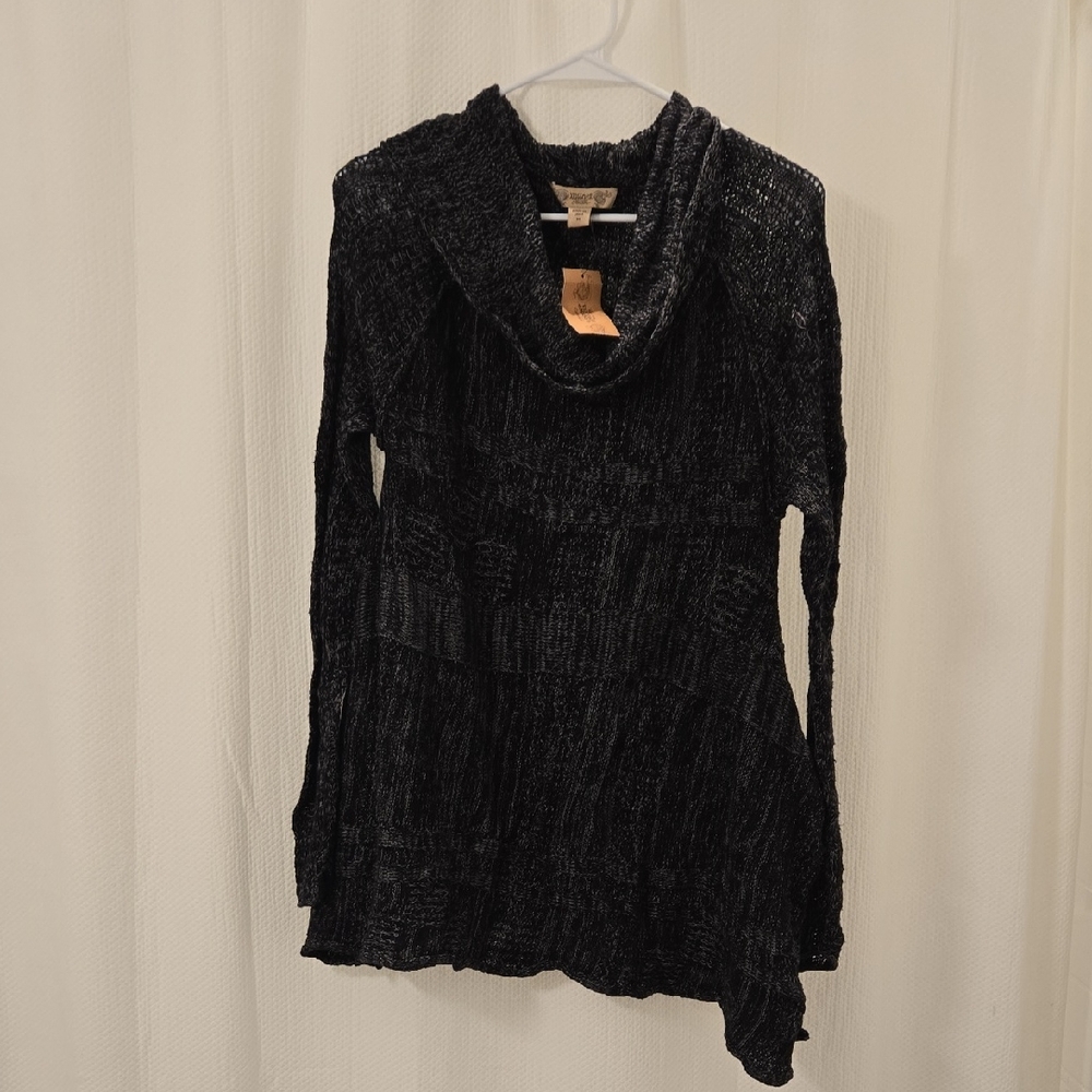 NWT Vintage America Size M Elegant Charcoal Cowl Neck Sweater